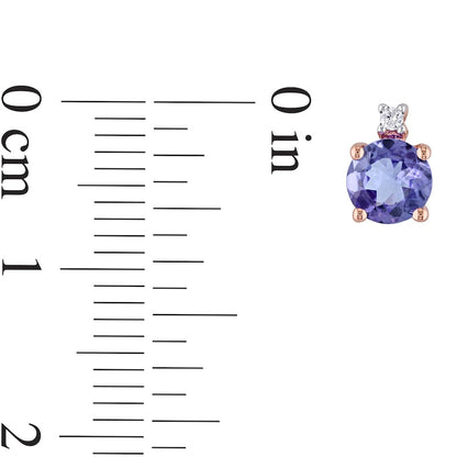 5.0mm Tanzanite and Diamond Accent Stud Earrings in 10K Rose Gold