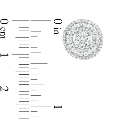 0.75 CT. T.W. Diamond Stud Earrings with Triple Frame Jackets in 14K White Gold