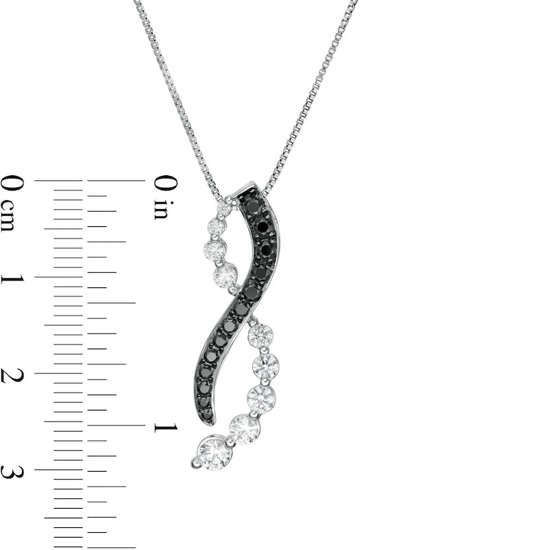 1 CT. T.W. Enhanced Black and White Journey Natural Diamond Twist Pendant in 10K White Gold