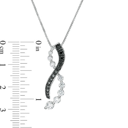 1 CT. T.W. Enhanced Black and White Journey Natural Diamond Twist Pendant in 10K White Gold