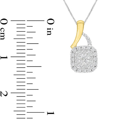 0.25 CT. T.W. Natural Diamond Cushion Frame Pendant in 10K Two-Tone Gold