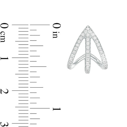 0.5 CT. T.W. Diamond Triple Row Split Hoop Earrings in Sterling Silver