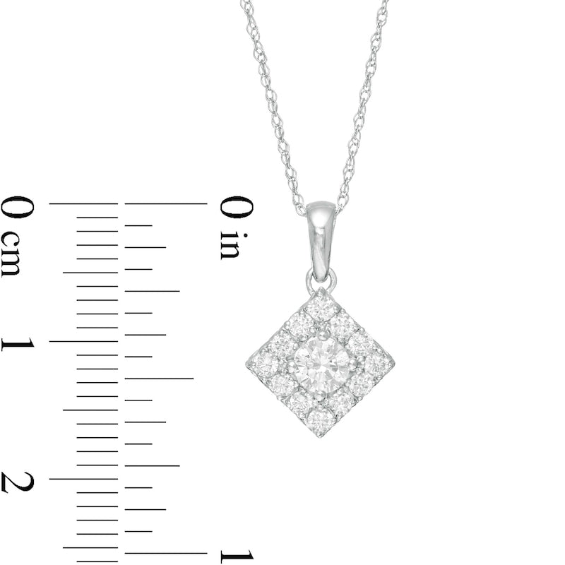 0.5 CT. T.W. Natural Diamond Tilted Square Frame Pendant in 10K White Gold