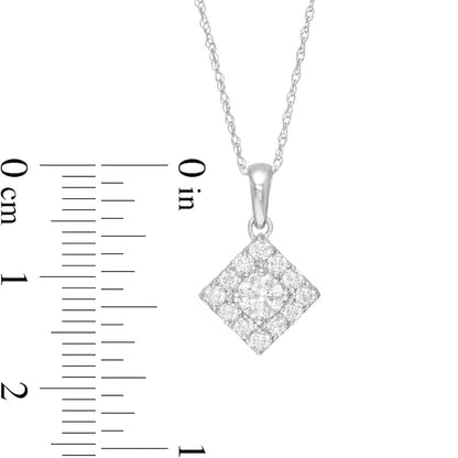 0.5 CT. T.W. Natural Diamond Tilted Square Frame Pendant in 10K White Gold