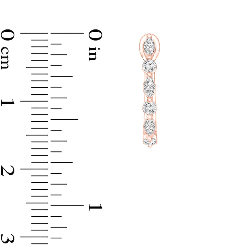 0.38 CT. T.W. Marquise and Round Diamond Alternating Hoop Earrings in 10K Rose Gold