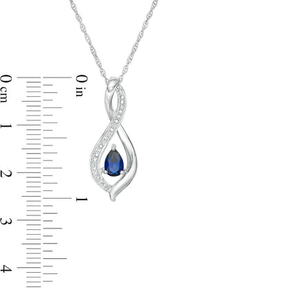 Pear-Shaped Lab-Created Blue Sapphire and Diamond Accent Infinity Pendant in Sterling Silver