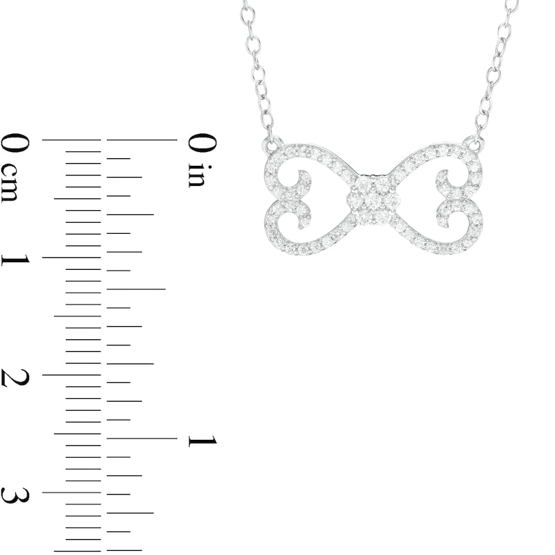 0.25 CT. T.W. Natural Diamond Mirrored Hearts Necklace in Sterling Silver