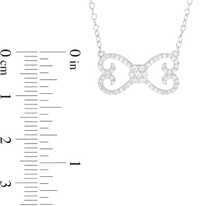 0.25 CT. T.W. Natural Diamond Mirrored Hearts Necklace in Sterling Silver