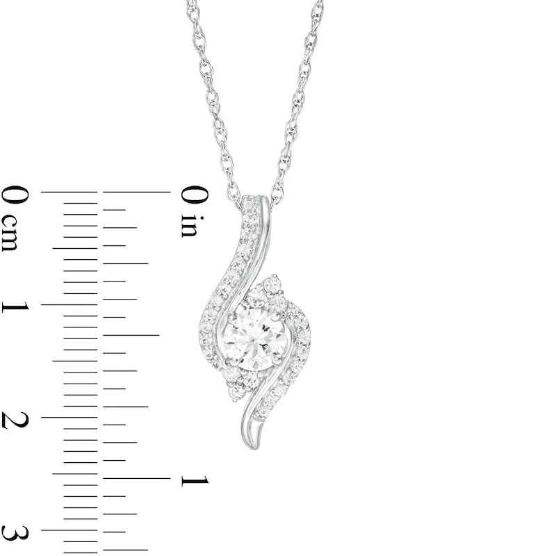 5.0mm Lab-Created White Sapphire Tri-Sides Bypass Pendant in Sterling Silver