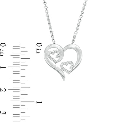 0.1 CT. T.W. Natural Diamond Triple Swirl Heart Pendant in Sterling Silver