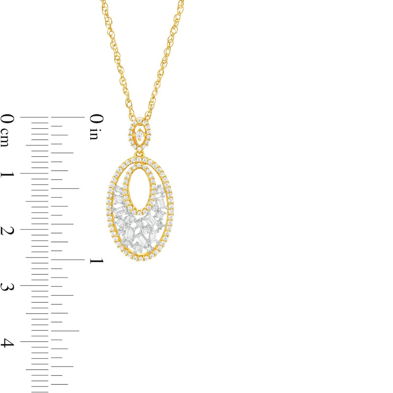 0.5 CT. T.W. Composite Natural Diamond Oval Scatter Pendant in 10K Yellow Gold