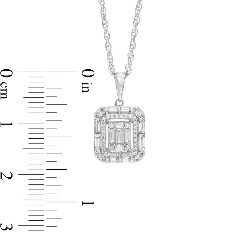 0.33 CT. T.W. Composite Natural Diamond Double Octagonal Frame Pendant in 10K White Gold