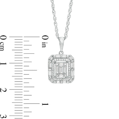 0.33 CT. T.W. Composite Natural Diamond Double Octagonal Frame Pendant in 10K White Gold