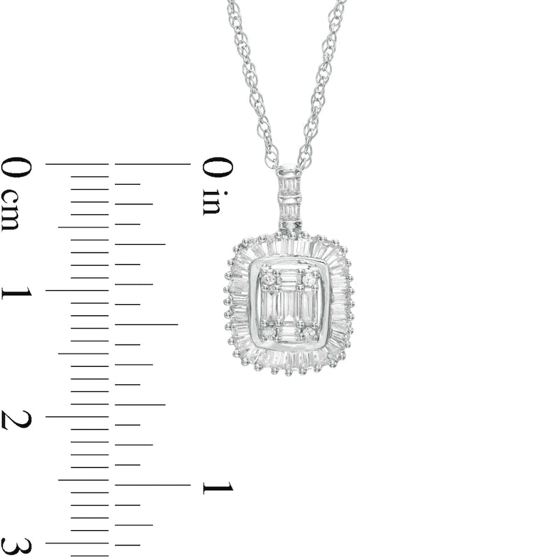 0.33 CT. T.W. Composite Natural Diamond Cushion Frame Pendant in 10K White Gold