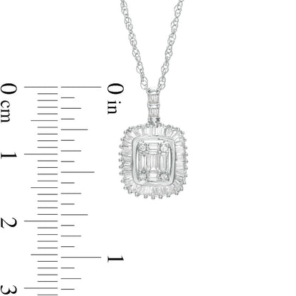 0.33 CT. T.W. Composite Natural Diamond Cushion Frame Pendant in 10K White Gold