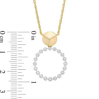 0.25 CT. T.W. Natural Diamond Beaded Open Circle Necklace in 10K Yellow Gold