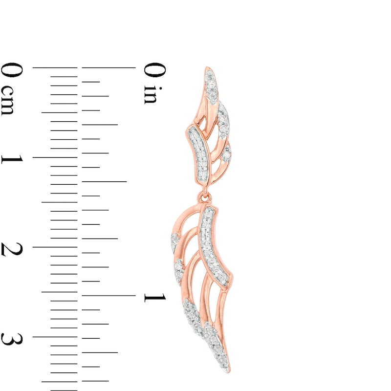 0.25 CT. T.W. Diamond Wing Drop Earrings in 10K Rose Gold