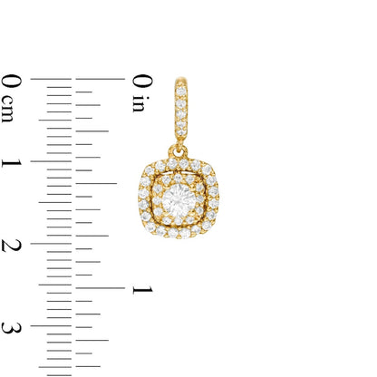 1 CT. T.W. Diamond Double Cushion Frame Drop Earrings in 14K Gold