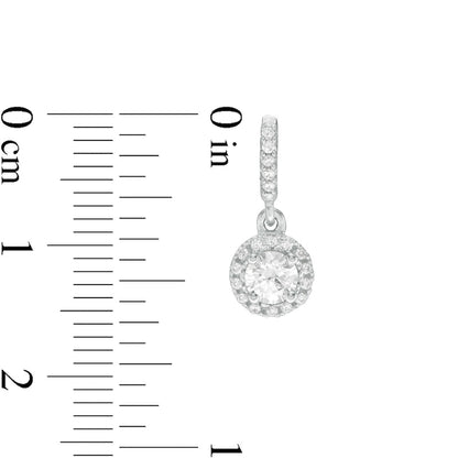 5/8 T. T.W. Diamond Frame Drop Earrings in 14K White Gold