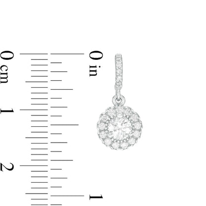 0.75 CT. T.W. Diamond Frame Scallop Edge Drop Earrings in 14K White Gold