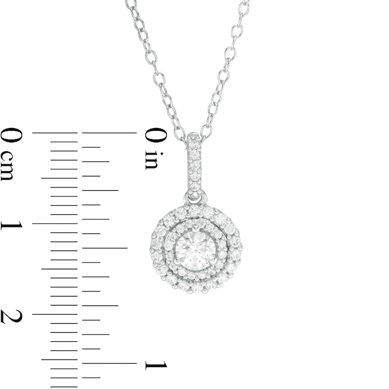 0.63 CT. T.W. Natural Diamond Double Frame Pendant in 14K White Gold