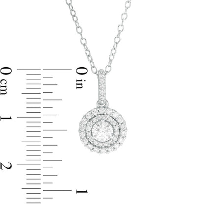 0.63 CT. T.W. Natural Diamond Double Frame Pendant in 14K White Gold