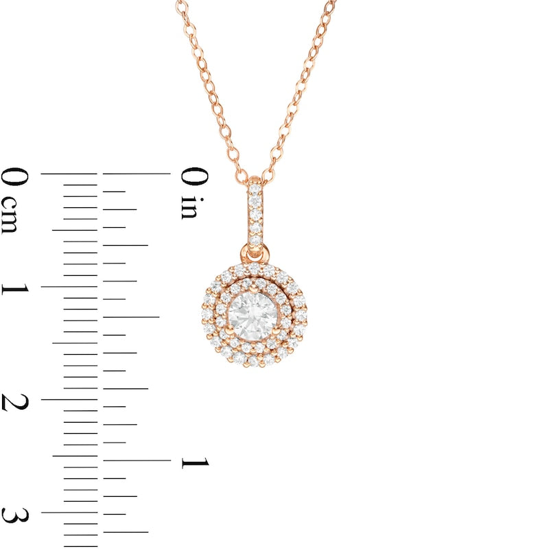 0.63 CT. T.W. Natural Diamond Double Frame Pendant in 14K Rose Gold