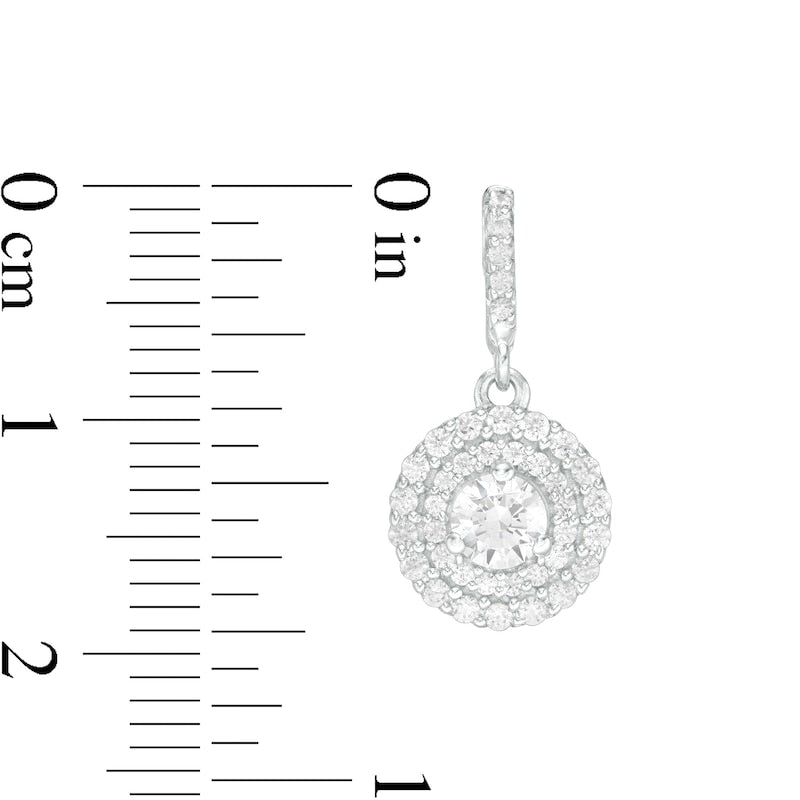 1 CT. T.W. Diamond Double Frame Drop Earrings in 14K White Gold