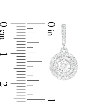 1 CT. T.W. Diamond Double Frame Drop Earrings in 14K White Gold