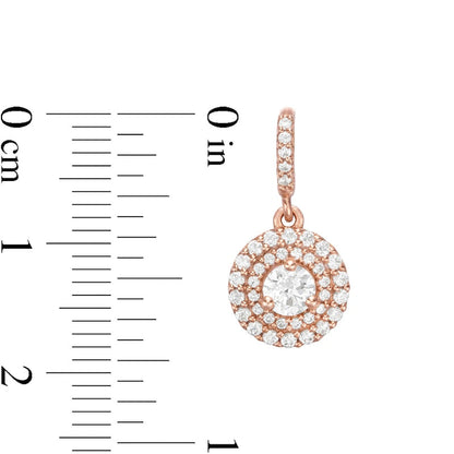 1 CT. T.W. Diamond Double Frame Drop Earrings in 14K Rose Gold