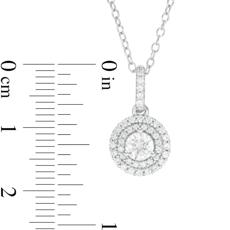 0.5 CT. T.W. Natural Diamond Double Frame Pendant in 14K White Gold