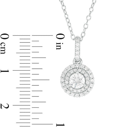 0.5 CT. T.W. Natural Diamond Double Frame Pendant in 14K White Gold