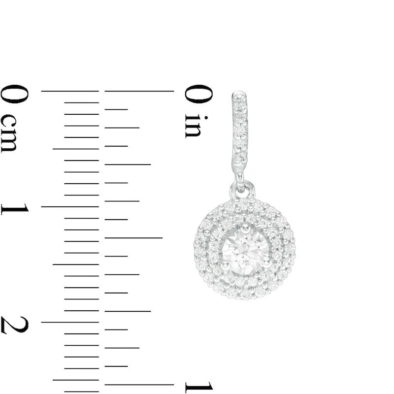 0.88 CT. T.W. Diamond Double Frame Drop Earrings in 14K White Gold