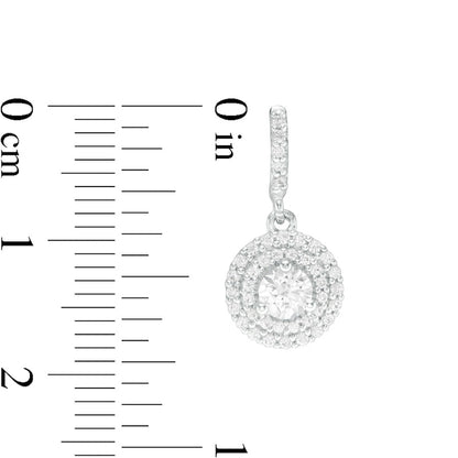 0.88 CT. T.W. Diamond Double Frame Drop Earrings in 14K White Gold