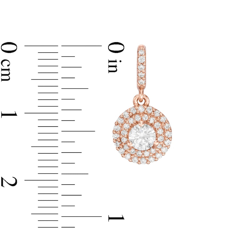 0.88 CT. T.W. Diamond Double Frame Drop Earrings in 14K Rose Gold