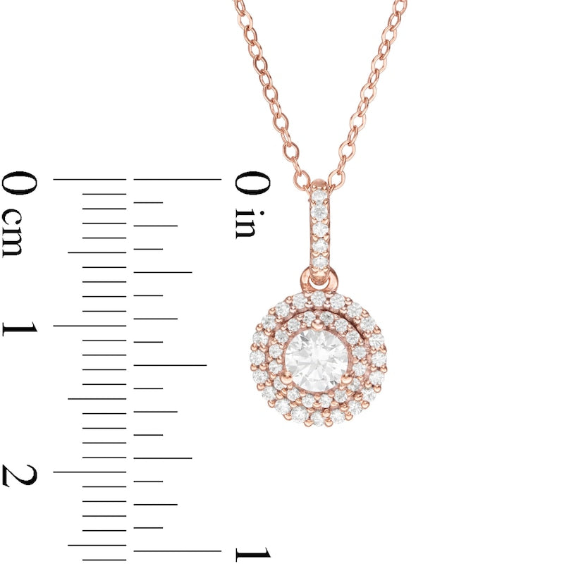 0.5 CT. T.W. Natural Diamond Double Frame Pendant in 14K Rose Gold