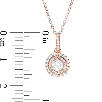 0.5 CT. T.W. Natural Diamond Double Frame Pendant in 14K Rose Gold