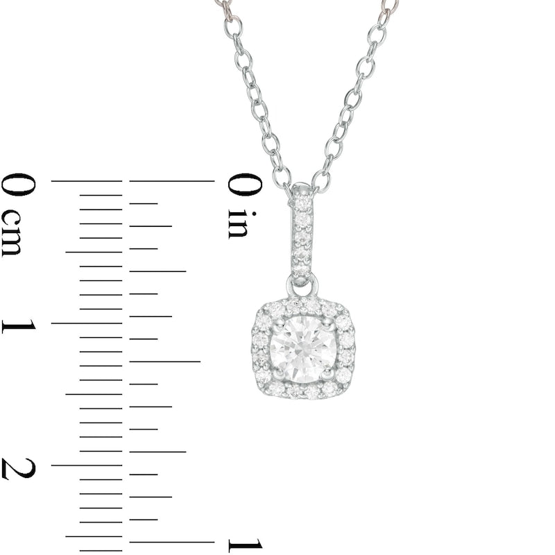 0.5 CT. T.W. Natural Diamond Cushion Frame Pendant in 14K White Gold