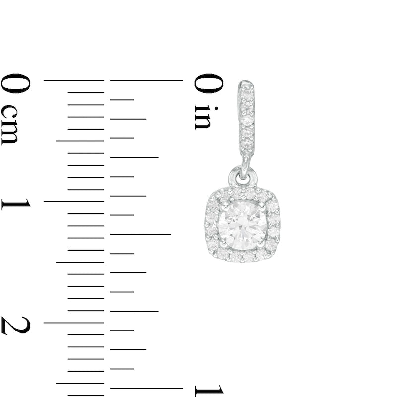 0.75 CT. T.W. Diamond Cushion Frame Drop Earrings in 14K White Gold