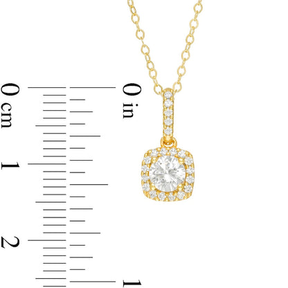 0.5 CT. T.W. Natural Diamond Cushion Frame Pendant in 14K Gold