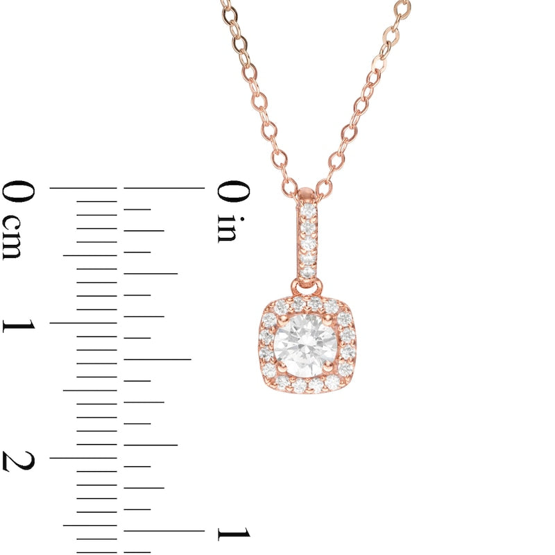 0.5 CT. T.W. Natural Diamond Cushion Frame Pendant in 14K Rose Gold