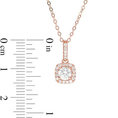 0.5 CT. T.W. Natural Diamond Cushion Frame Pendant in 14K Rose Gold