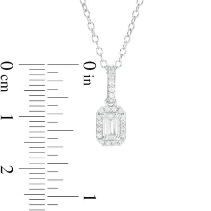 0.5 CT. T.W. Emerald-Cut Natural Diamond Frame Pendant in 14K White Gold