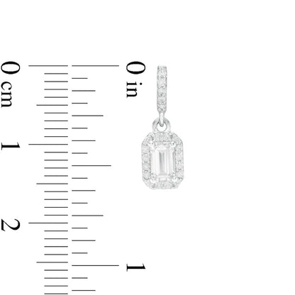 0.63 CT. T.W. Emerald-Cut Diamond Frame Drop Earrings in 14K White Gold