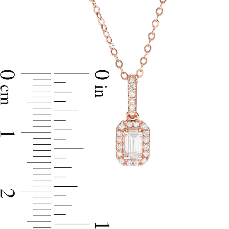 0.5 CT. T.W. Emerald-Cut Natural Diamond Frame Pendant in 14K Rose Gold