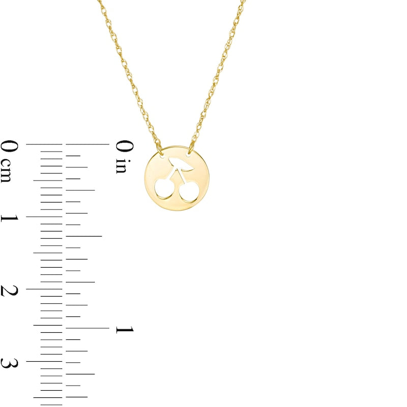 Mini Cut-Out Cherries Disc Necklace in 14K Gold