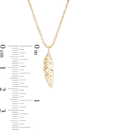 Mini Feather Pendant in 14K Gold