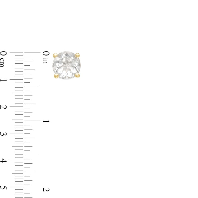 5.0mm White Topaz Solitaire Stud Earrings in 10K Gold