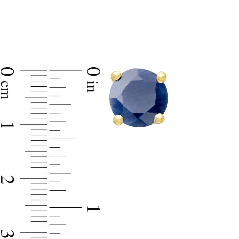 5.0mm Blue Sapphire Solitaire Stud Earrings in 10K Gold