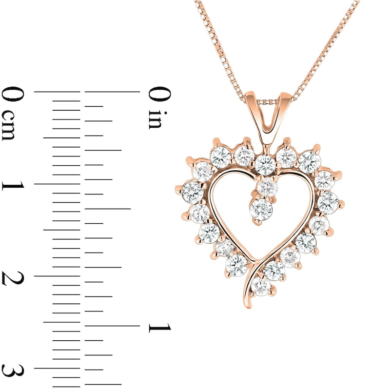 0.75 CT. T.W. Natural Diamond Sunburst Heart Pendant in 14K Rose Gold (I/I1)